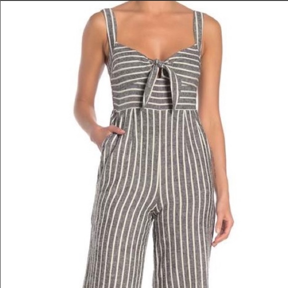 Abound Striped Tie Front Linen Blend Jumpsuit - Picture 3 of 14
